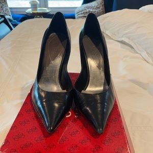 Black leather GUESS stilettos